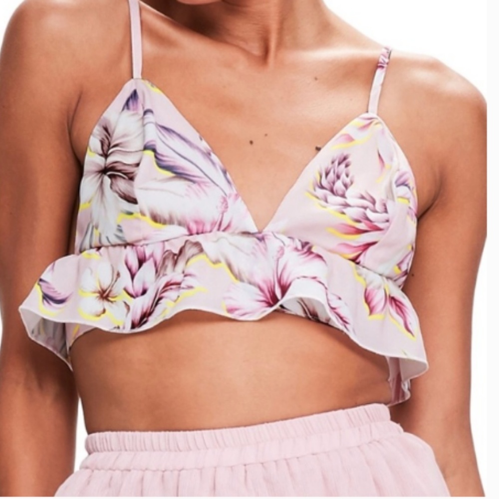 Missguided Tropical Print Crop Camisole size 12
